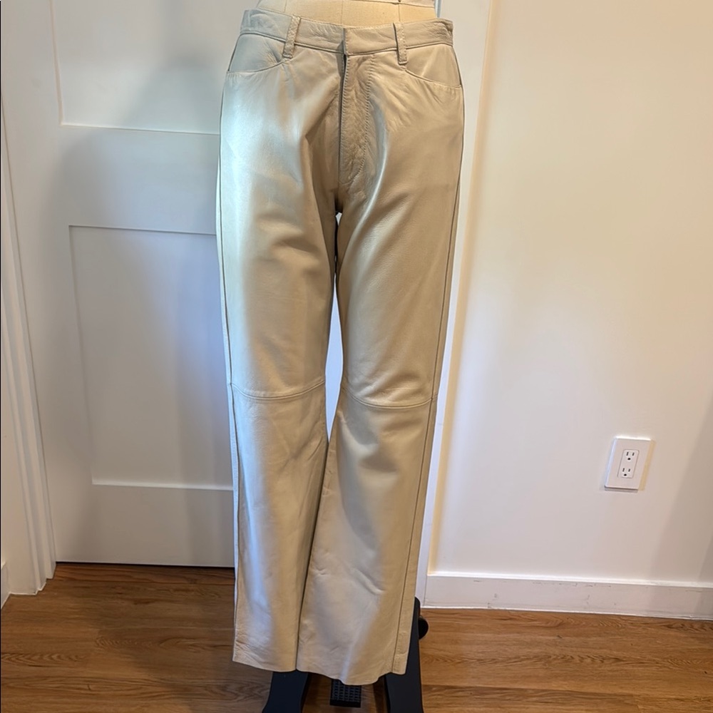 James Veloria Cream Leather Pants